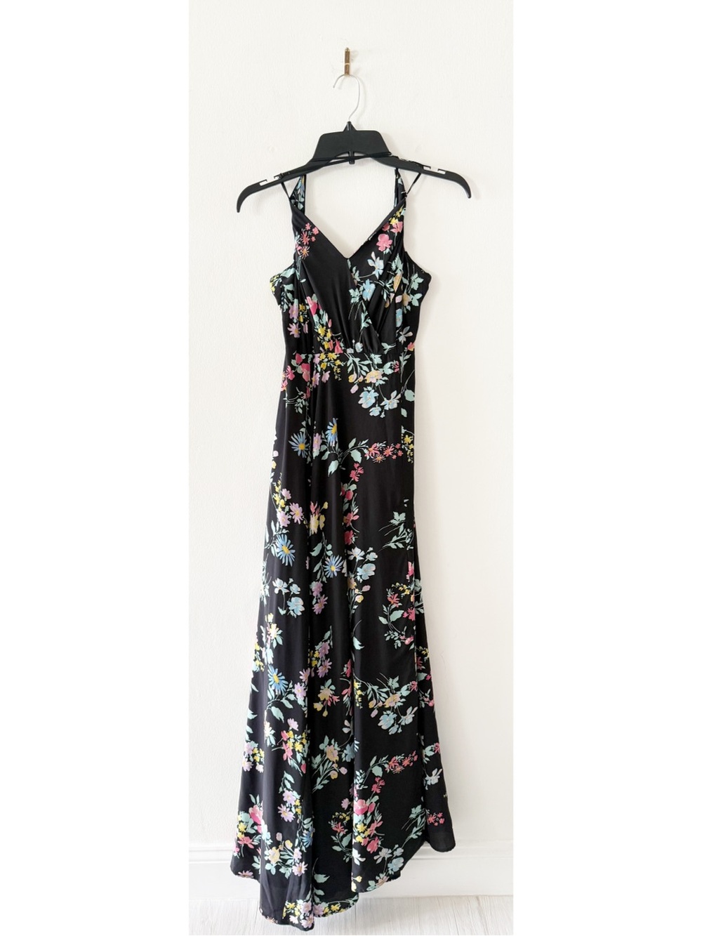 Yumi Kim Silk Kat Black Floral Maxi Dress Size Small (S)